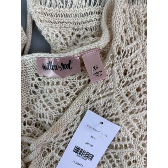 Willow+Root‎ women's XS cream crocheted lace up cropped bell sleeve boho top - Picture 11 of 11
